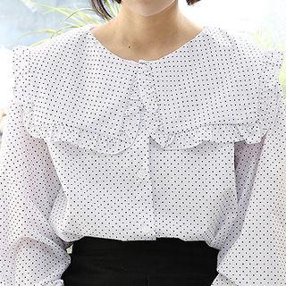 Frilled Bertha-collar Dot Shirt