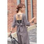 3/4-sleeve Cutout-back Jumpsuit