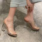 Pvc Strap Block Heel Mules