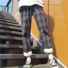 Fleece-lined Plaid Pants As Shown In Figure - One Size
