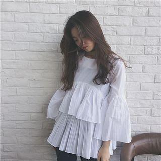 Layered Striped Long Sleeve Blouse