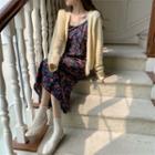 Floral Sleeveless Midi Dress / Knit Cardigan