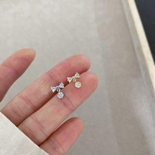 Bow Rhinestone Stainless Steel Dangle Earring