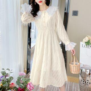 Bell-sleeve Midi Fringed A-line Dress