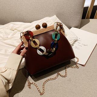 Faux Pearl Strap Chained Crossbody Bag