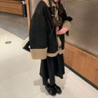 Faux Shearling Toggle Jacket / Midi A-line Skirt