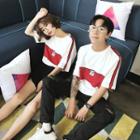 Couple Short-sleeve Color Block T-shirt