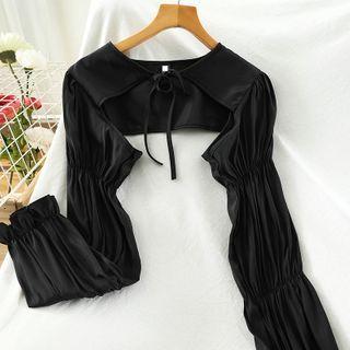 Long-sleeve Crop Top Black - One Size