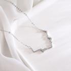 925 Sterling Silver Rhinestone Necklace Ns209 - Silver - One Size