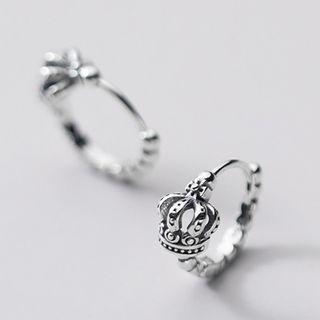 925 Sterling Silver Crown Earring 1 Pair - S925 Silver Earrings - One Size