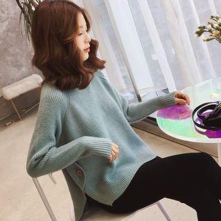 Slit-hem Mock-neck Sweater