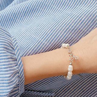 Faux-pearl Chain Bracelet Silver - One Size