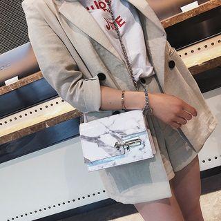 Marble Print Patent Crossbody Bag