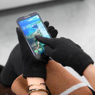 Touchscreen Knit Gloves Black - One Size
