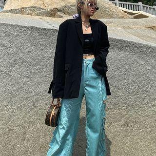 Strap Accent One-button Blazer