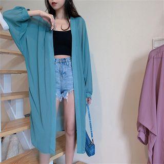 Long-sleeve Plain Long Light Shirt