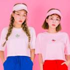 Fruit-embroidered Cropped T-shirt
