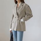 Double-breasted Pleated-sleeve Jacket