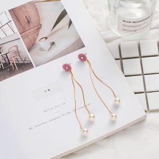 Faux Pearl Floral Dangle Earring