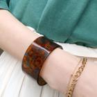 Faux-marble Wide Bangle Brown - One Size