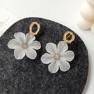 Flower Resin Dangle Earring 1 Pair - Silver Needle - Flower - White - One Size