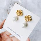 Faux Pearl Flower Drop Earring / Clip-on Earring