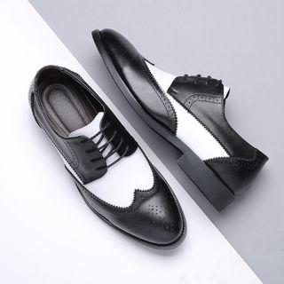 Faux Leather Two-tone Lace-up Shoes