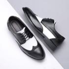 Faux Leather Two-tone Lace-up Shoes