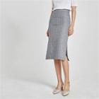 Linen Blend H-line Check Skirt