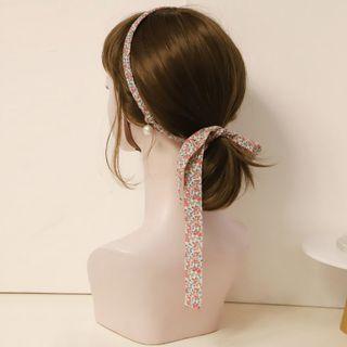 Floral Print Fabric Faux Pearl Headband Floral - Rose Pink & Off-white - One Size