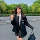 Plain Shirt / Tie / Blazer / Mini Pleated Skirt / Set