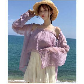 Set: Plain Camisole Top + Chiffon Jacket