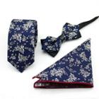Set Of 3: Printed Neck Tie + Bow Tie + Pocket Square Mz-20 - One Size
