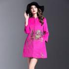 Embroidered Stand Collar Coat