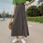 Plain Slit A-line Midi Skirt