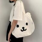 Bear Canvas Shoulder Bag Off-white - One Size