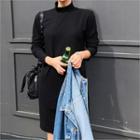 Mock-neck Slim-fit Mini Dress