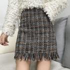 Fringe A-line Tweed Skirt