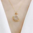 Rhinestone Planet Necklace 1pc - Dx657 - Gold - One Size