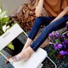 Faux-pearl Trim Straight-cut Jeans