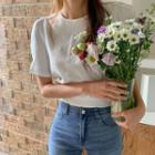 Cutaway-back Tie-hem Blouse