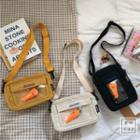 Canvas Carrot Accent Clear Panel Crossbody Bag