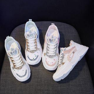 Glitter Platform Mesh Sneakers