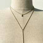 Disc Choker & Y-necklace Layering Set Gold - One Size