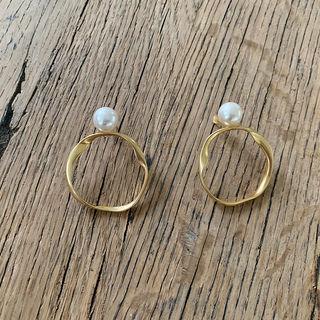 Faux-pearl & Hoop Earrings Gold - One Size