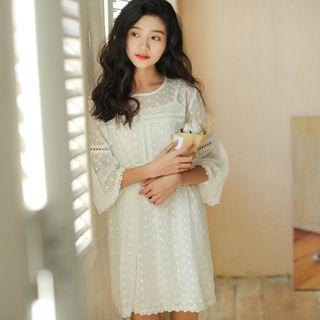 Set: Lace 3/4 Sleeve Dress + Slipdress