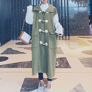 Contrast Trim Hooded Maxi Duffle Coat