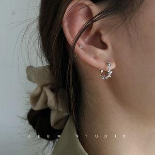 925 Sterling Silver Knot Hoop Earring 1 Pair - Silver - One Size
