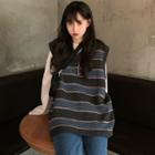 Striped Sweater Vest Gray - One Size