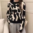 Two-tone Leopard Print Sweater